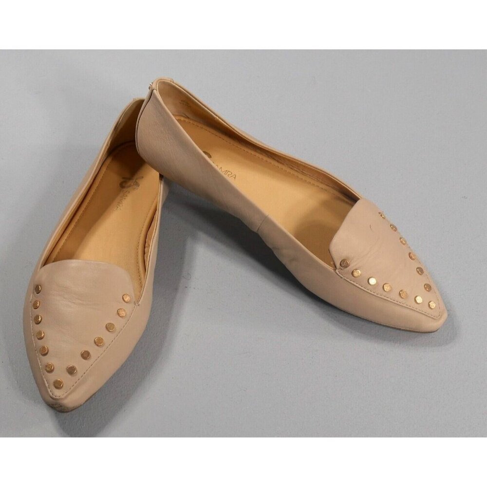 Yosi Samra Vera Leather Pointed Toe Ballet Flats Studded Loafers Wm Size 10 EUC